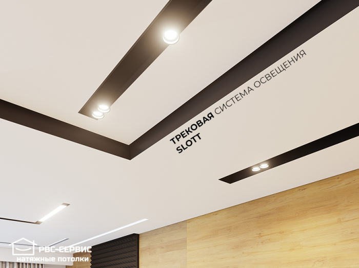 Натяжные потолки с трековыми светильниками