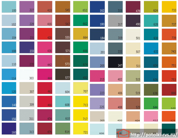 Выбор цвета натяжного потолка - каталог цветов