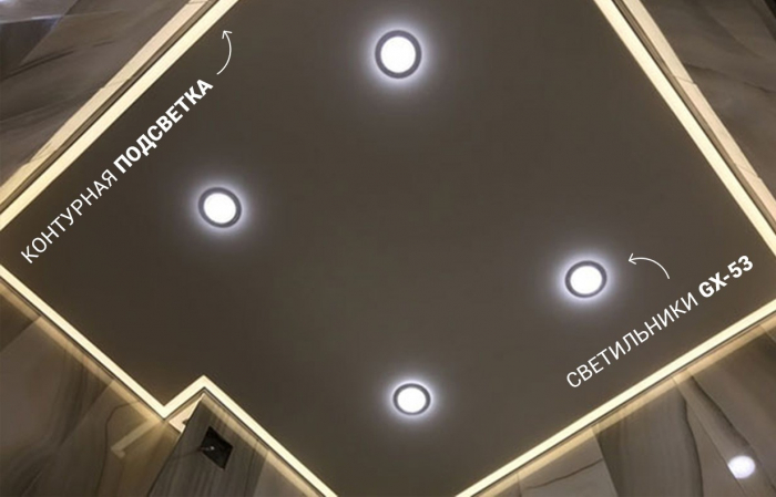 Натяжные потолки с контурной подсветкой
