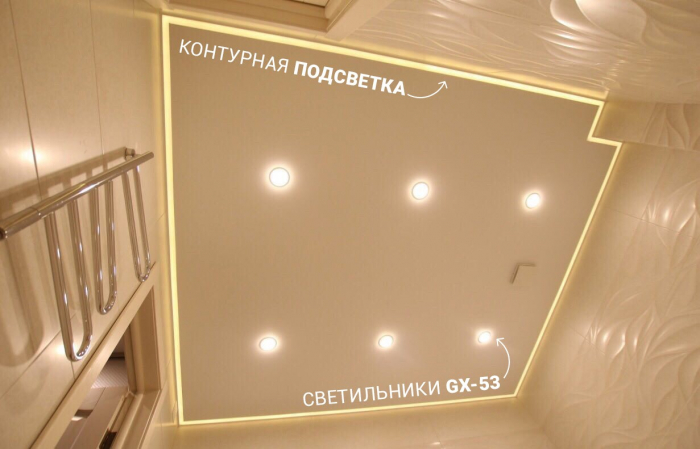 Натяжные потолки с контурной подсветкой